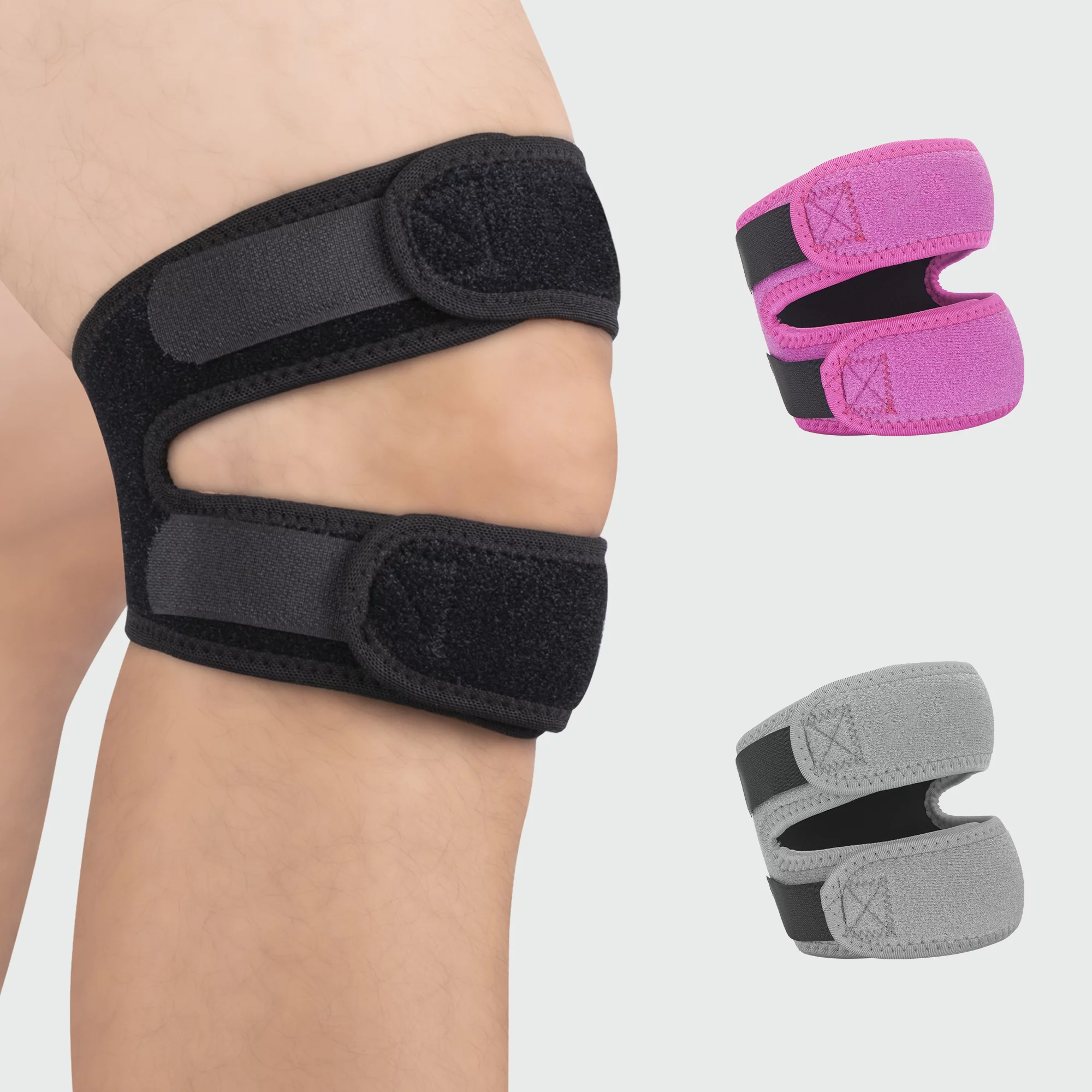 Adjustable Knee Support - with Velcro Enclosures - Black - Neoprene  Stretchable Material