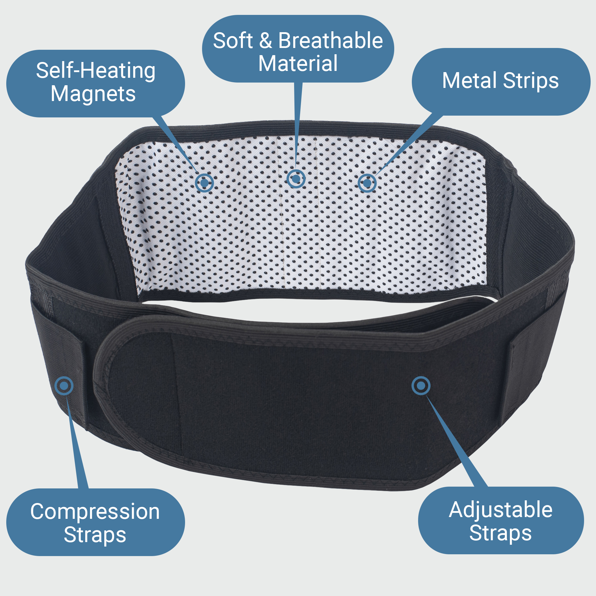 Heated Back Brace for Lower Back & Spine Pain Relief, Magnetic