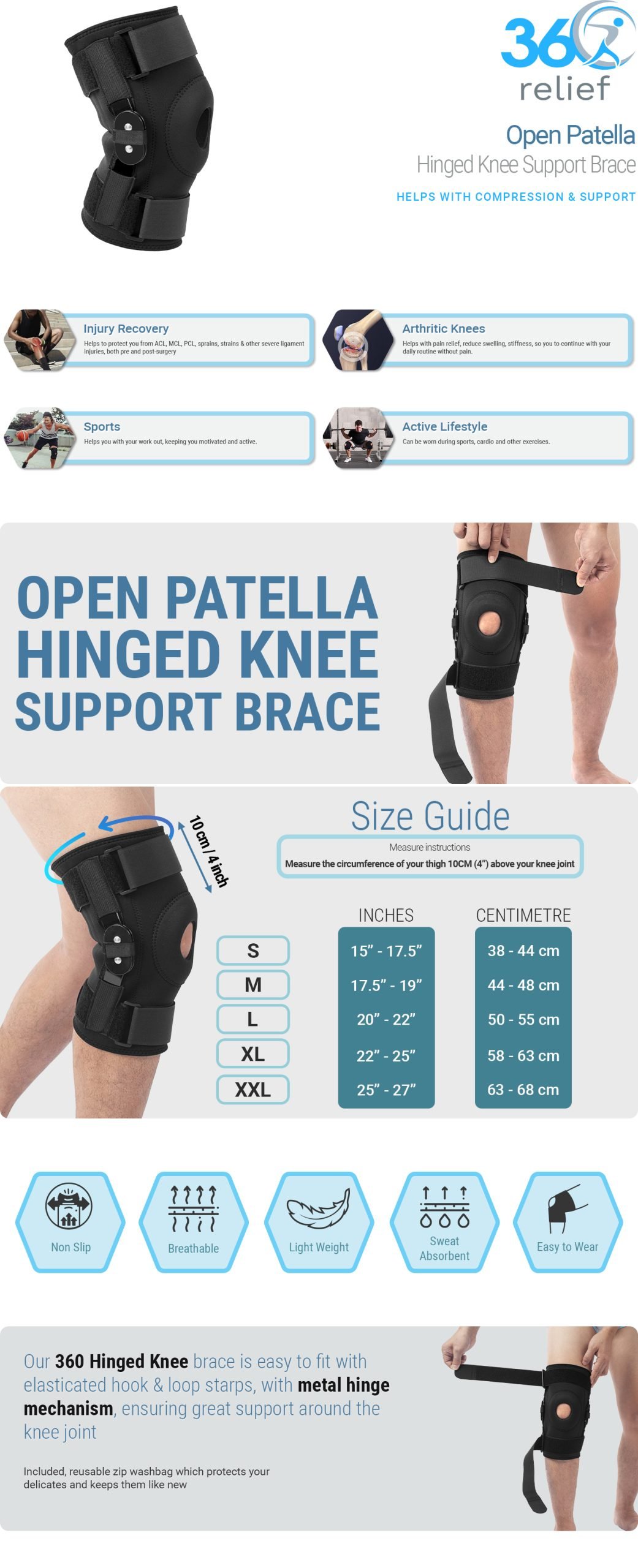 Buy Hinged Knee Brace Support For Swollen ACL, Tendon, Ligament